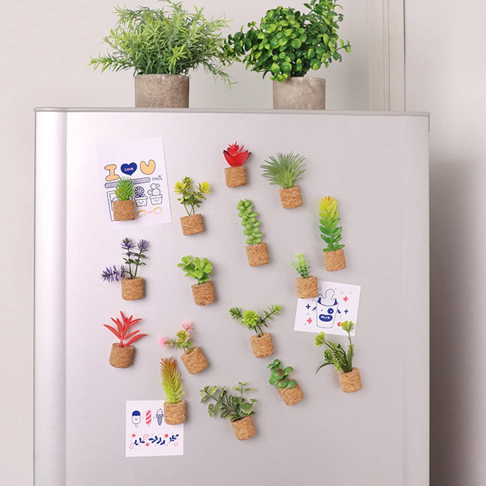 ZOSTLAND Artificial Plant Decor, Car Air Vent Clip & Magnet Display, Auto & Home Accessory Gift (4pcs Plants)