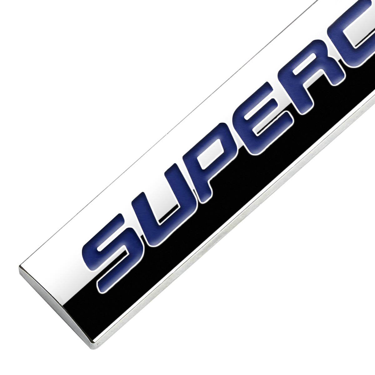 Auto Dynasty Chrome Finish Metal Emblem Supercharged Badge (Blue Letter)