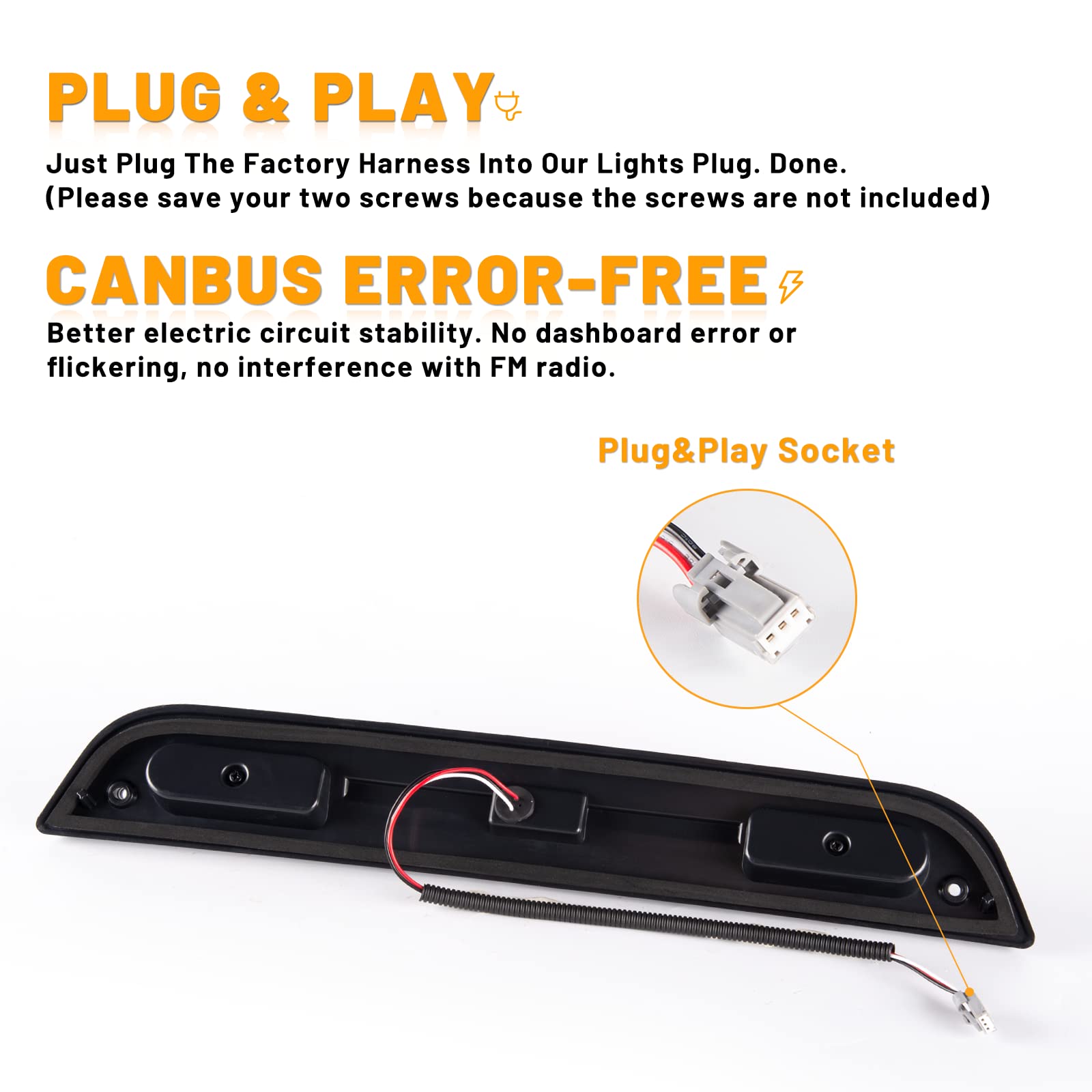 Gempro Led 3Rd Brake Light For Ford F150 High Mount Stop Light Cargo Light Rear Cab Roof Center Tail Third Brake Light, Smoke Le