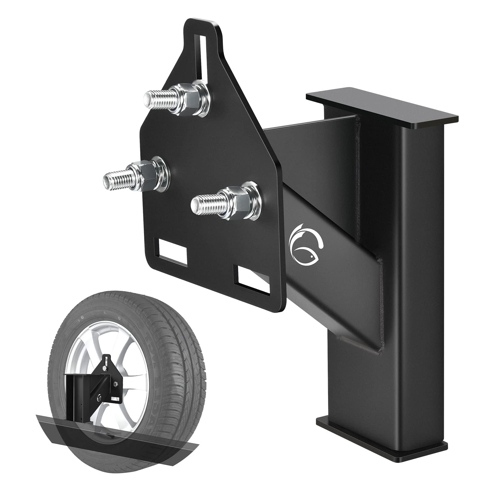 GADFISH Stake Pocket Spare Tire Carrier Mount, 3-Nuts Design Trailer Bracket Heavy Duty Holder, Fits 4 & 5 & 6 Lugs Trailer Whee