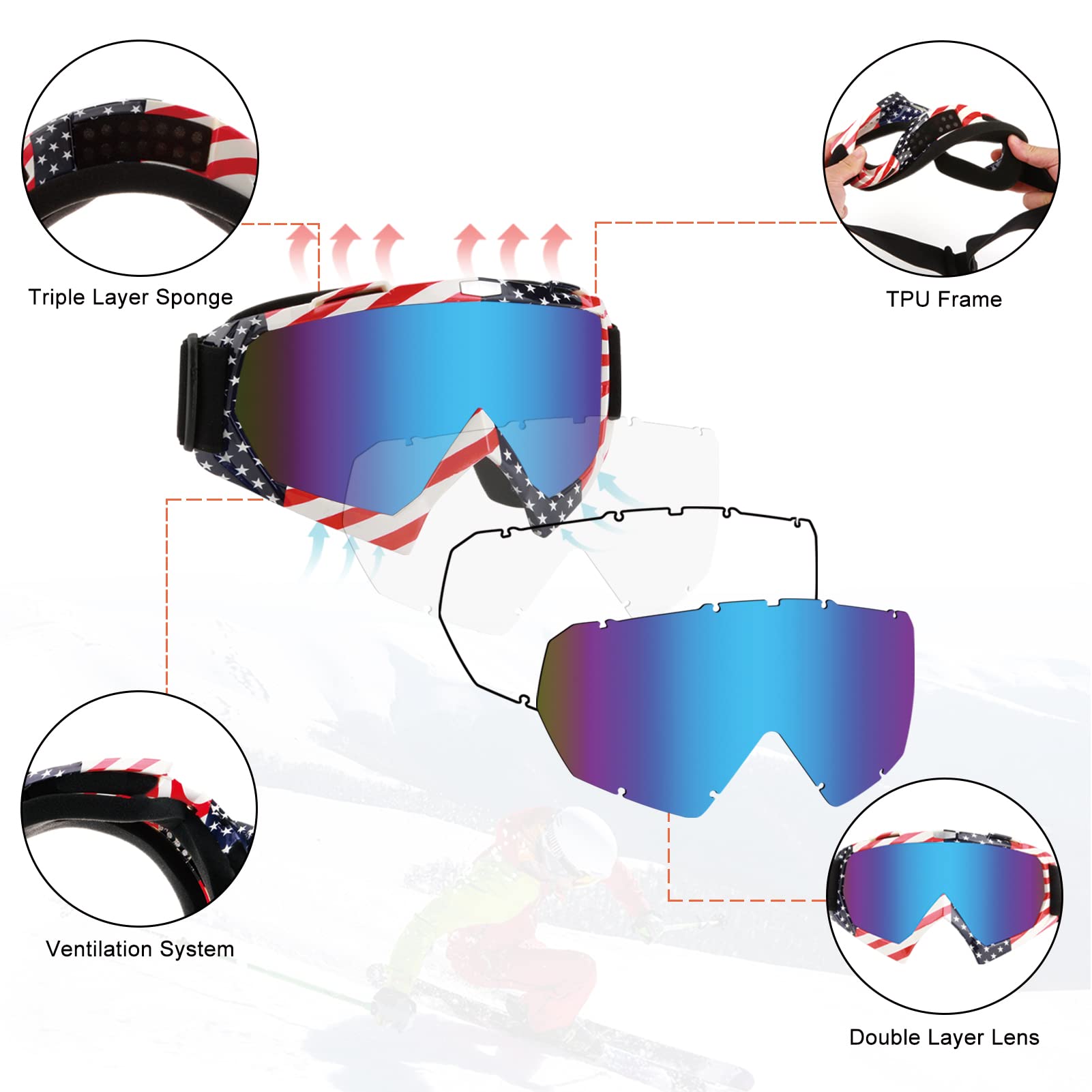 Atv Dirt Bike Motorcycle Goggles - Anti Uv Dustproof Windproof Mx Off Road Goggles For Men Women Adult Youth Kids Riding Racing