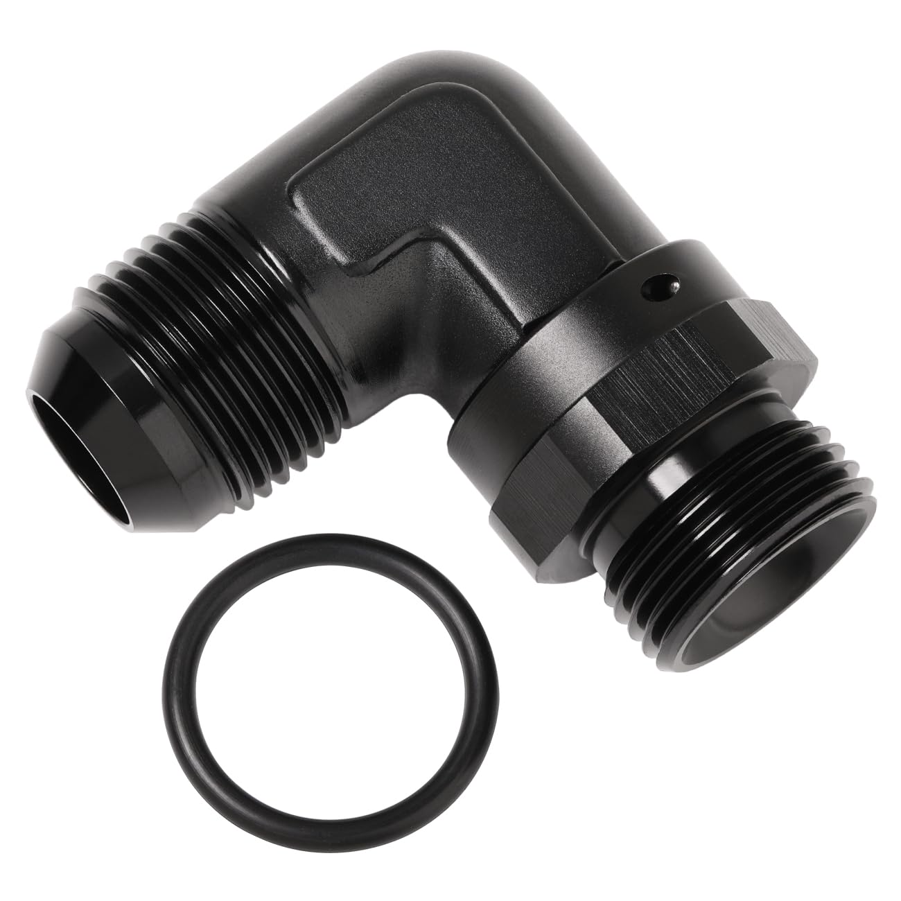 Podavelle 12An Male Flare To 12An -12 Orb O-Ring Boss 90 Degree Swivel Fitting Adapter Aluminum Black