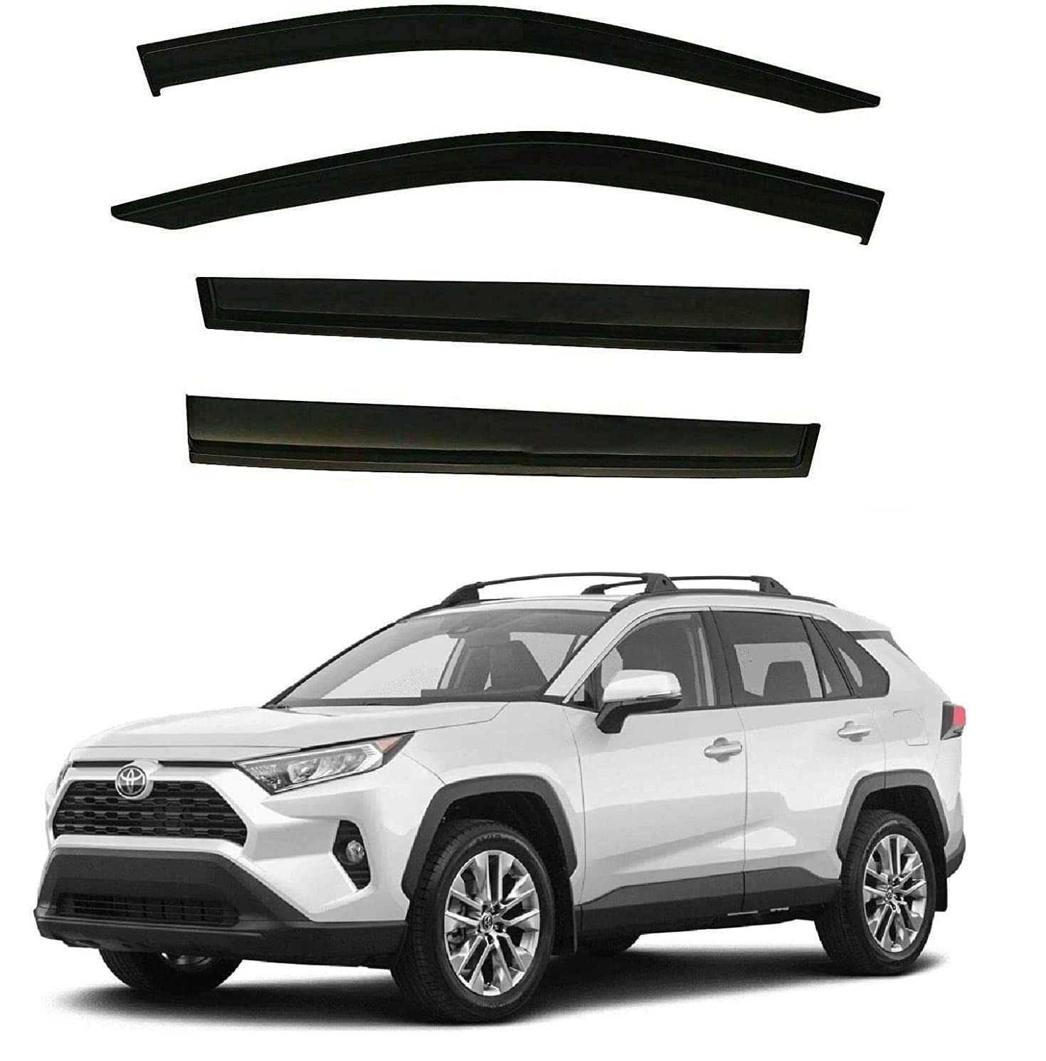 2019-2024 Black Tinted Side Window Deflector Visors Rain Guards For Toyota Rav4 2019 2020 2021 2022 2023 2024