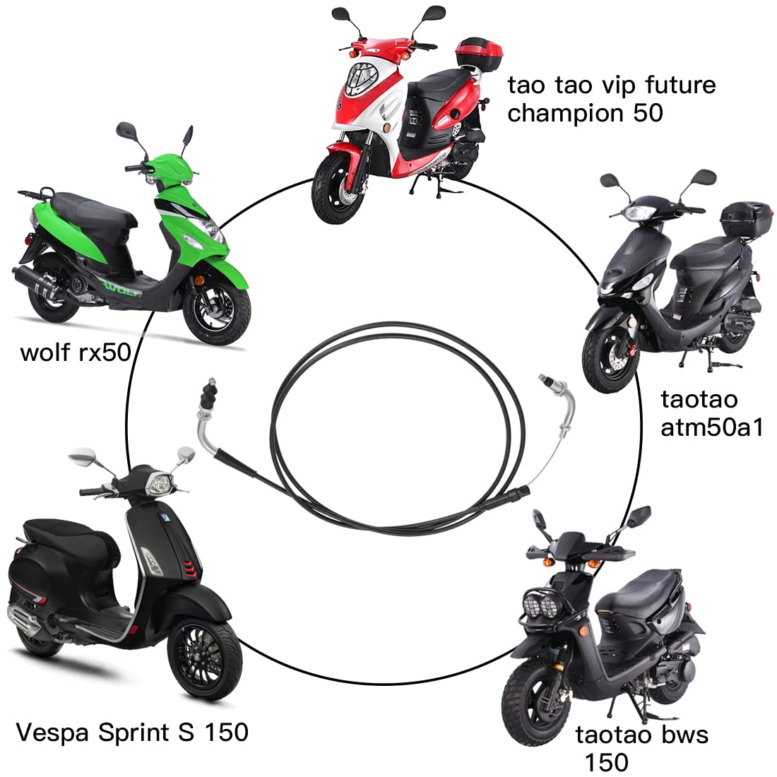 YOXUFA 78 inch Throttle Cable for GY6 50cc 80cc 125cc 150cc Tao Tao BWS Lancer Thunder VIP Future Champion Ice Bear Jonway Roket