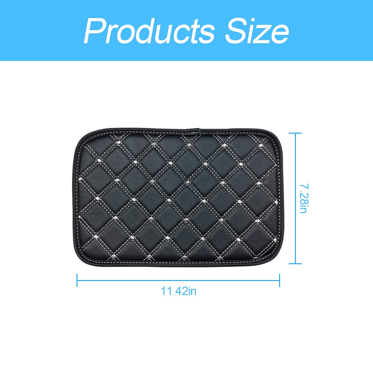 8Sanlione Car Leather Center Console Cushion Pad, 11.4''X7.4'' Waterproof Armrest Seat Box Cover Fit For Cars, Vehicles, Suvs, C