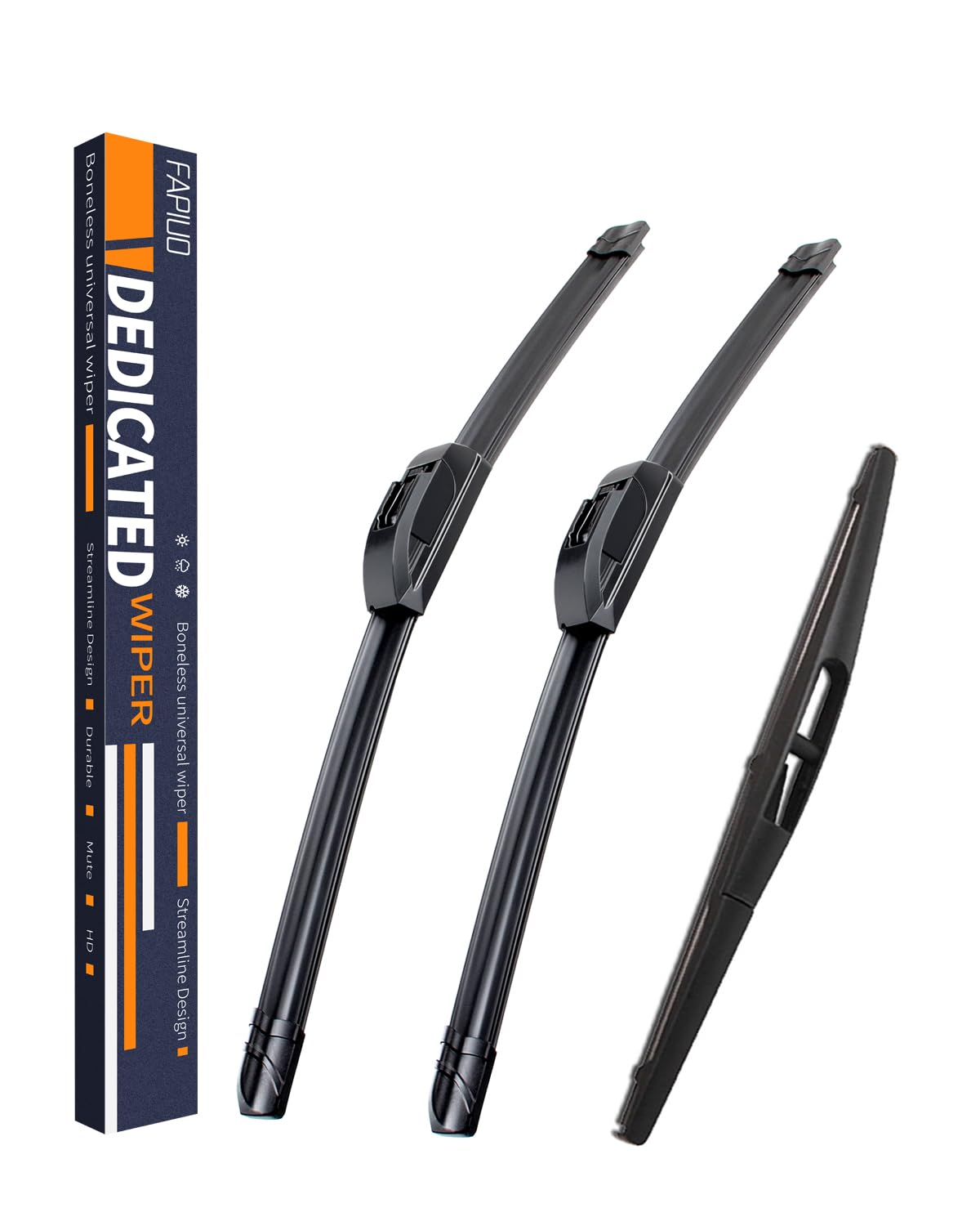 Replacement For Honda Fit 2009-2020 Silent Wipers -Fapiuo Front And Rear Windshield Wipers 28''/14''+14'' Full Blade Set (3 Pack