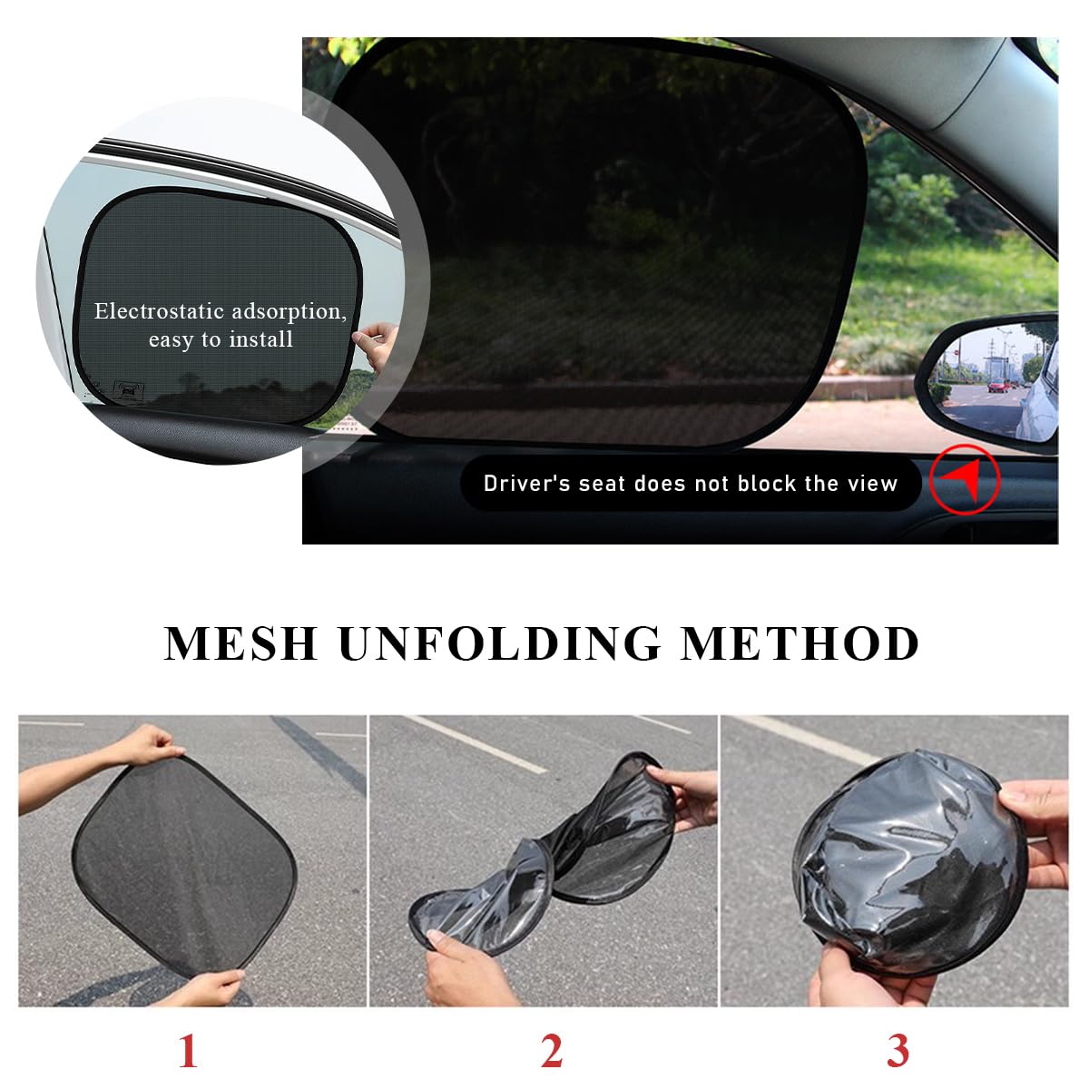 povtii 2 PCS Car Window Shade, 17.3''  14.4'' Vehicle Sunshade Protector for Side and Rear Window, Automotive Sun Protection You