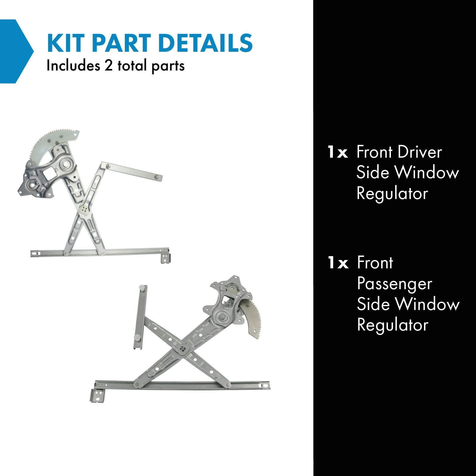 Trq Front Power Window Regulator Set Compatible With 2012-2015 Honda Civic