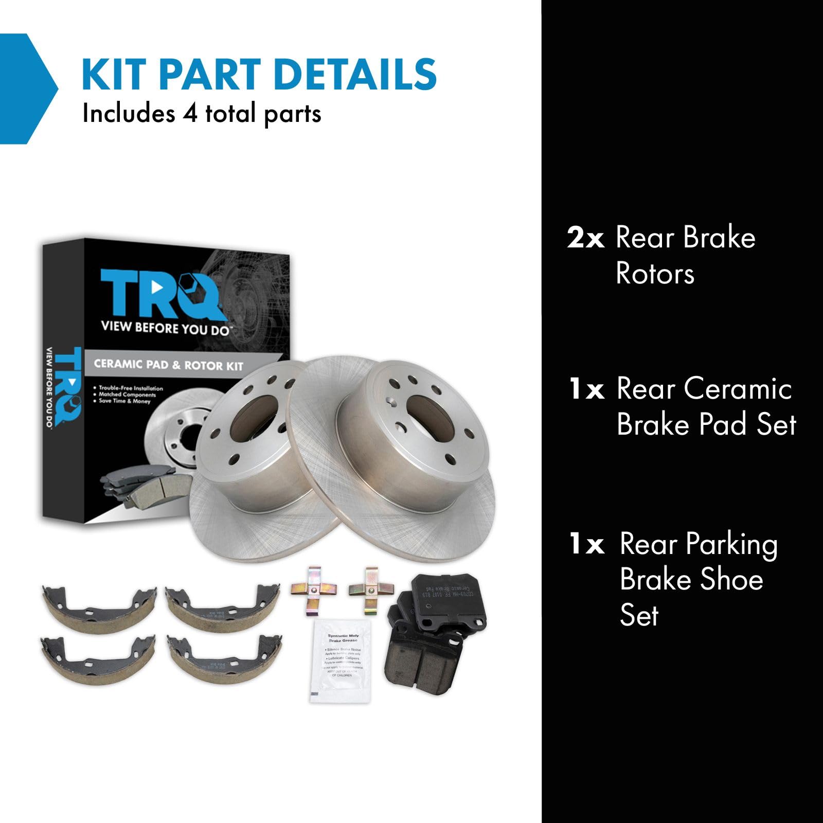 Trq Rear Brake Pad & Rotor Kit Compatible With 1999-2002 Saab 2000-2005 Saturn