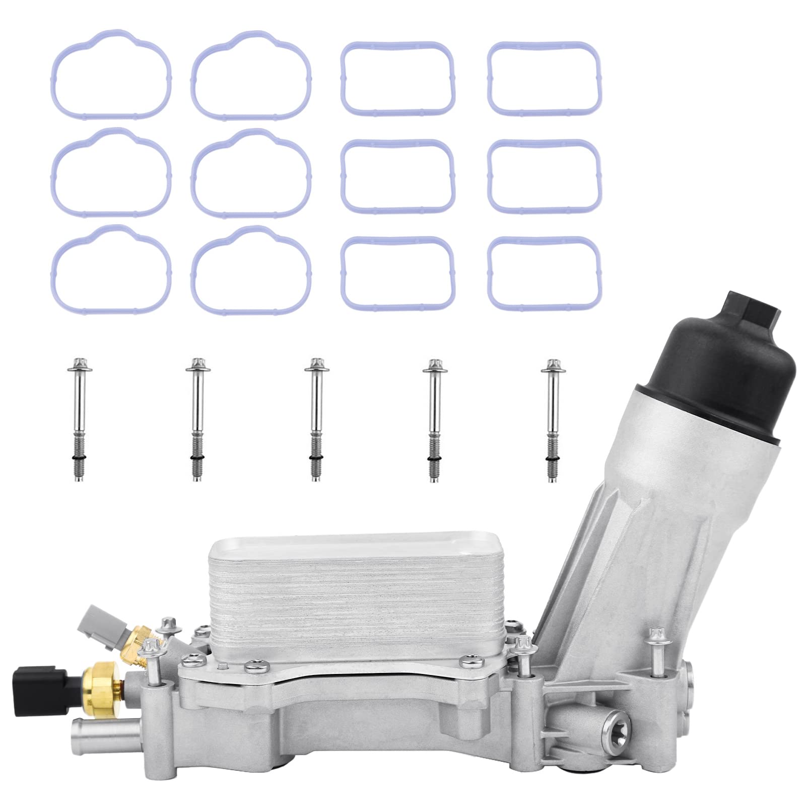 Aluminum Engine Oil Cooler 926-876 With Oil Filter Gaskets Sensor Adapter Upgrade Fit For 2011-2016 Chrysler 200,300,Dodge Charg