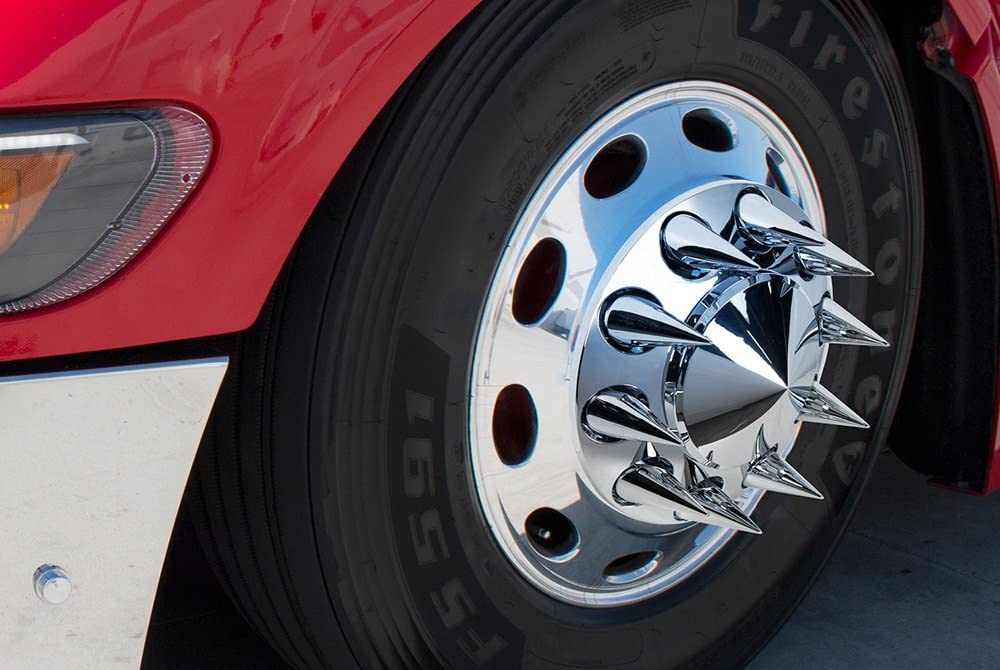 United Pacific 10780Cb - Wheel Lug Nut Cover Set - 33Mm X 4.25'' Chrome Plastic X Spike Nut Cover - Thread-On (60 Pack)