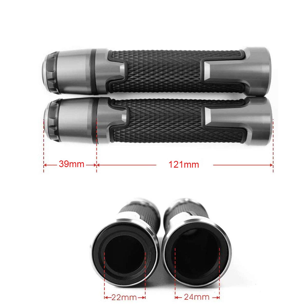 7/8'' 22Mm Motorcycle Cnc Aluminum Powersports Handlebar Grips With Grip Ends For Cbr500 Cbr1000Rr Cbr1100Xx Cbr125 Cbr250 Cbr300R Cbr400Rr Cbr450Sr Cbr600Rr Cbr600F Cbr900Rr Cbr954Rr Red