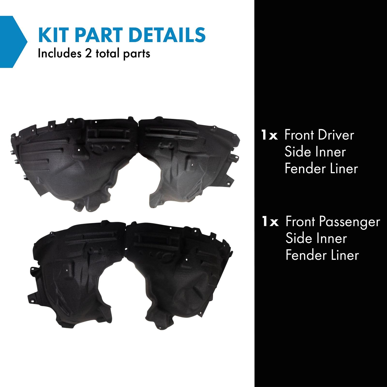 Trq Front Inner Fender Liner Set Compatible With 2020-2022 Ford Explorer Police Interceptor Utility Fo1248204 Fo1249204