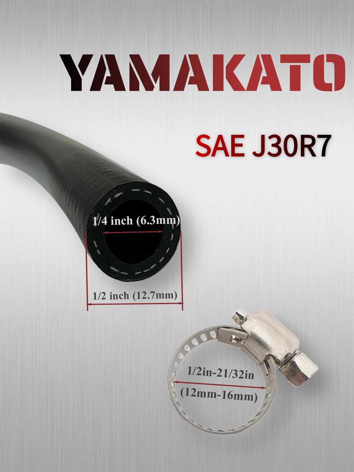 Yamakato 1/4 Inch Id Fuel Line Hose Reinforced 6 Feet W/ 10 Clamps Nbr Sae 30R7 For Tecumseh 30705 Briggs 791745