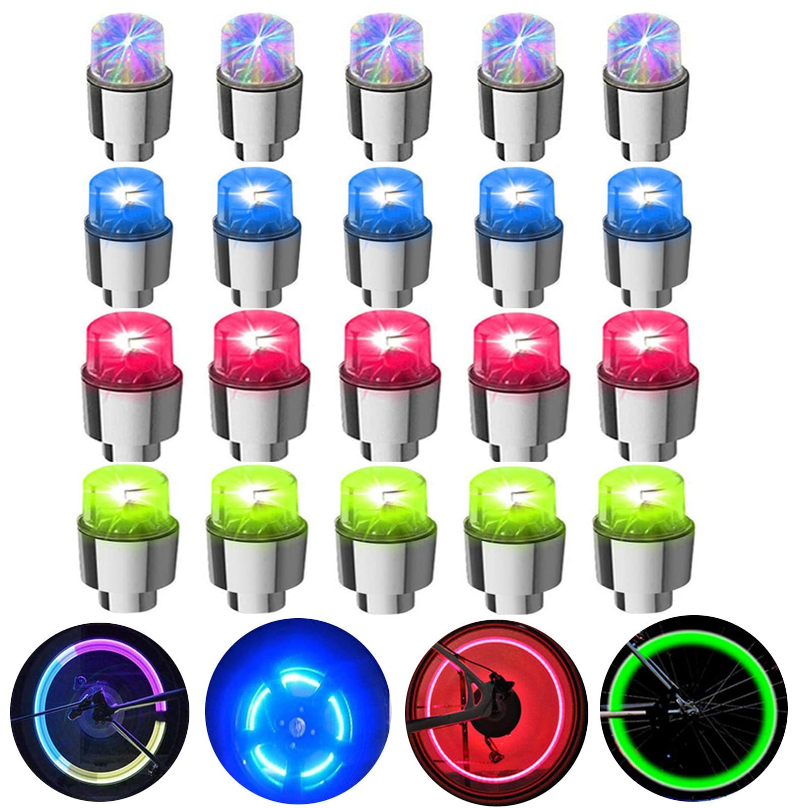 Ficbox 12 Pcs Led Wheel Lights Flash Light Tire Valve Cap Lamp For Car Trucks Motorcycle Bike (Red)