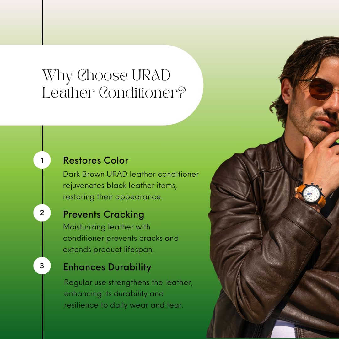 URAD Leather Conditioner, Dark Brown, 50ml - Nourishes, Protects & Revives Dark Brown Leather Shoes, Boots, Handbags & Furniture