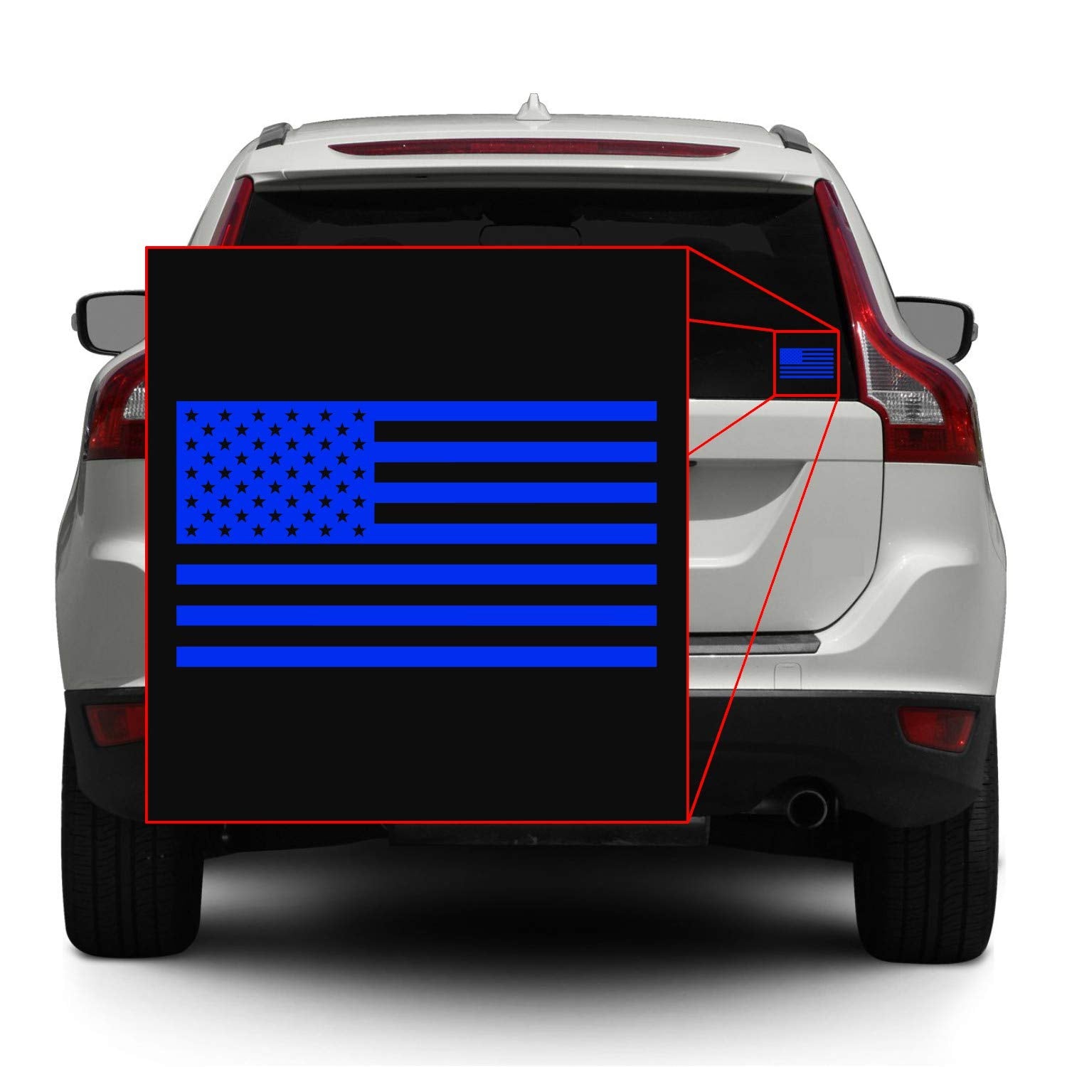 American Us Flag [Pick Color/Size] Vinyl Decal Sticker For Laptop/Car/Truck/Window/Bumper (5In X 2.8In [3-Pack], Matte Blue)