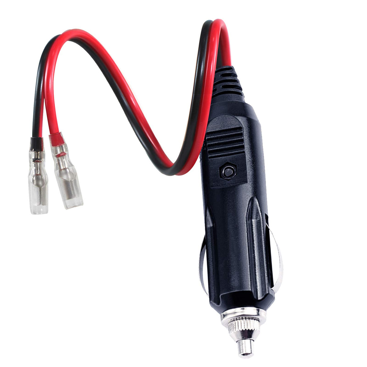 [1Pack] 12Volt Replacement Cigarette Lighter Male Plug With Leads - Car Adapter Dc Battery Charger Kit Connectors Cigar Plugs Power Supply Accessories Heavy Duty Cord Auto Cable Led Light 15Amp