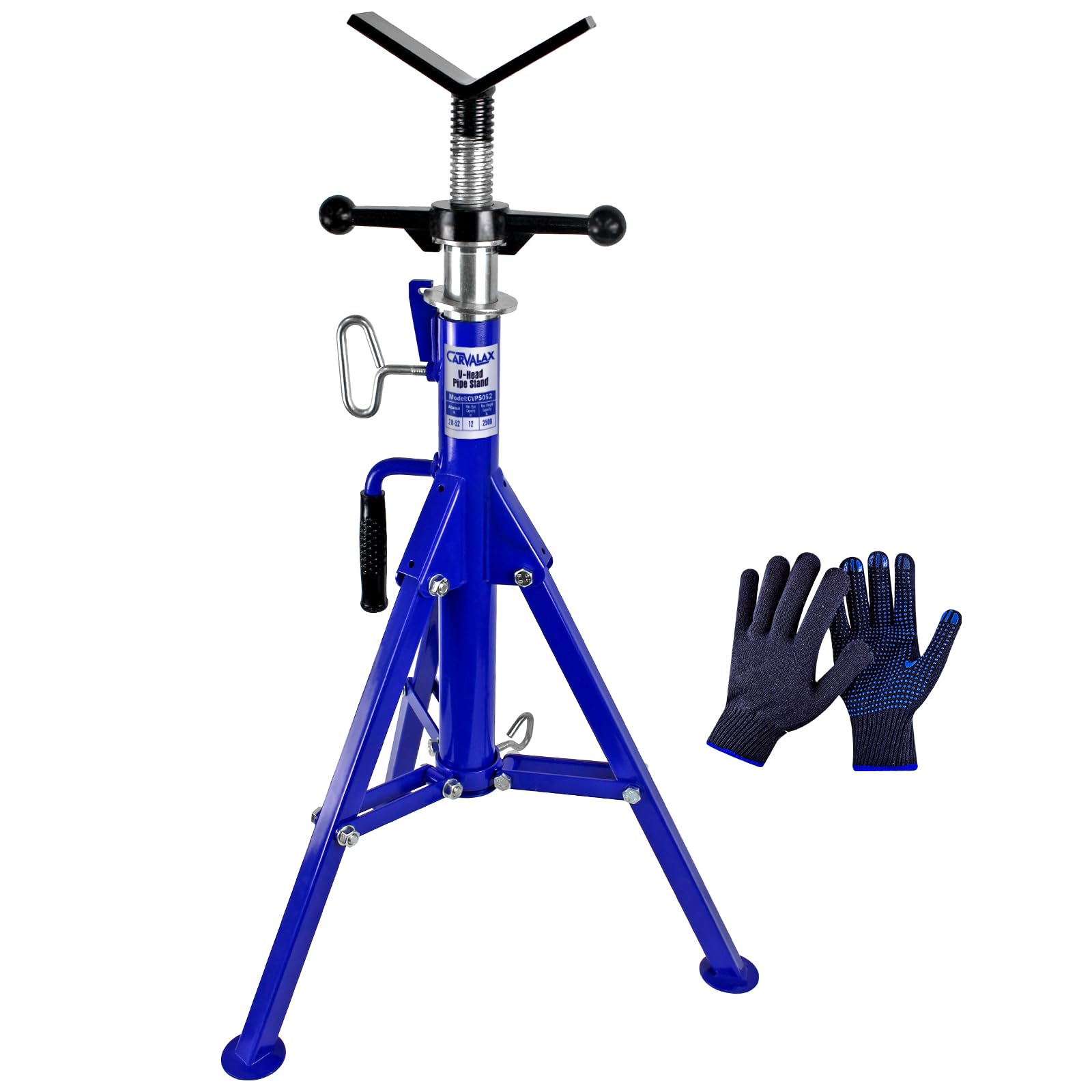 CARVALAX V-Head Pipe Jack Stand, 28-52 Adjustable Height Pipe Stand Fits 1/2 - 12 Pipe Capacity w/ 2500LB Load Capacity, Steel J