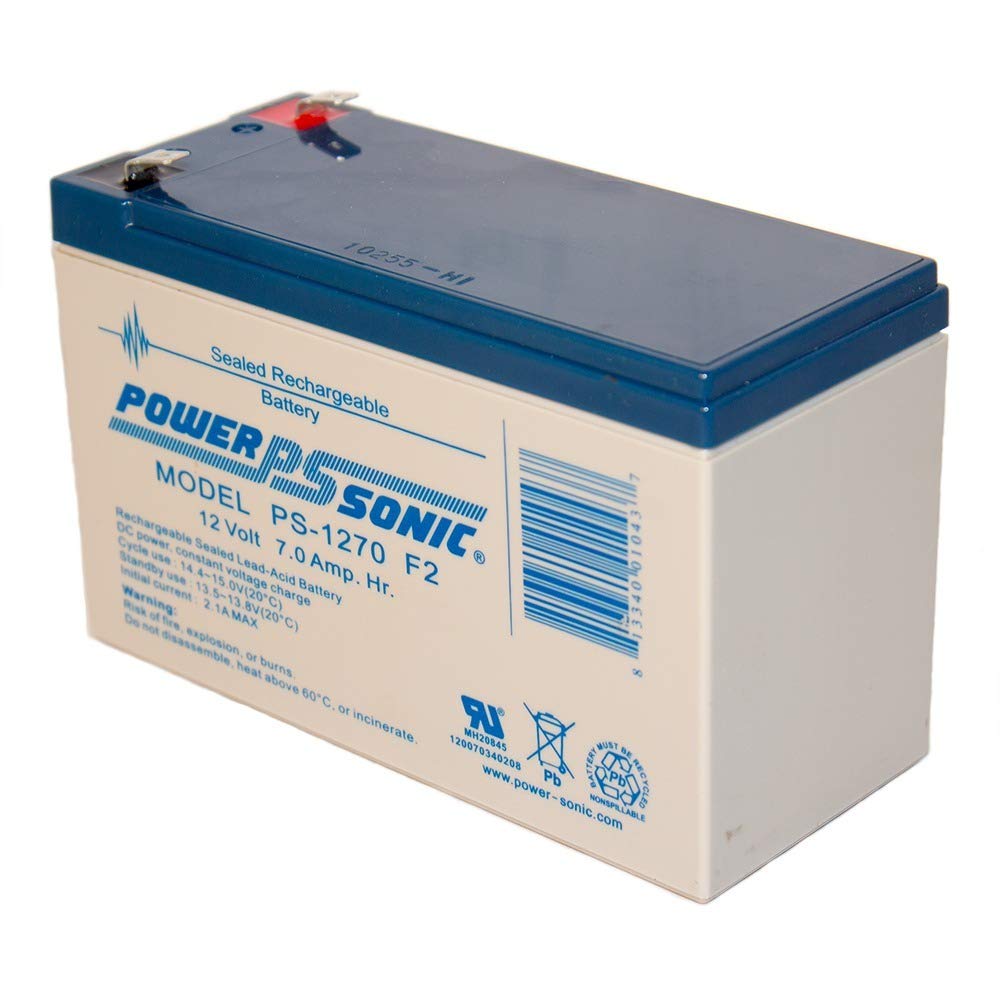 Power-Sonic Rechargeable Sealed Lead Acid Battery Ps-1270 12V 7.0 Ah @ 20-Hr. 12V 6.5 Ah @ 10-Hr