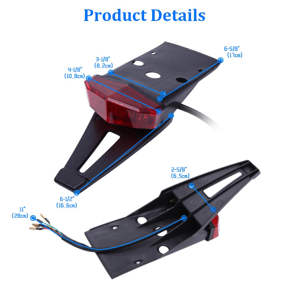 Rich Choices Rear Fender Mount Red Led Tail Light Brake Lamp Turn Signals License Plate Stop Light For Custom Off-Road Motorcycle Dirt Bike