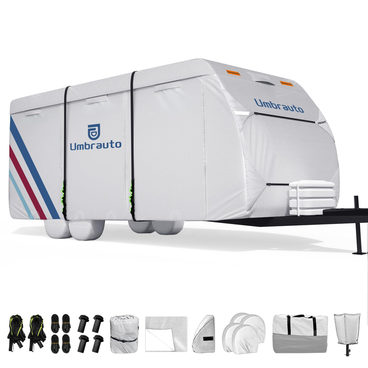 Umbrauto Oxford RV Cover for 18-20ft Travel Trailer - Waterproof & Windproof Camper Cover with Sun-Reflective Silver Coating, In