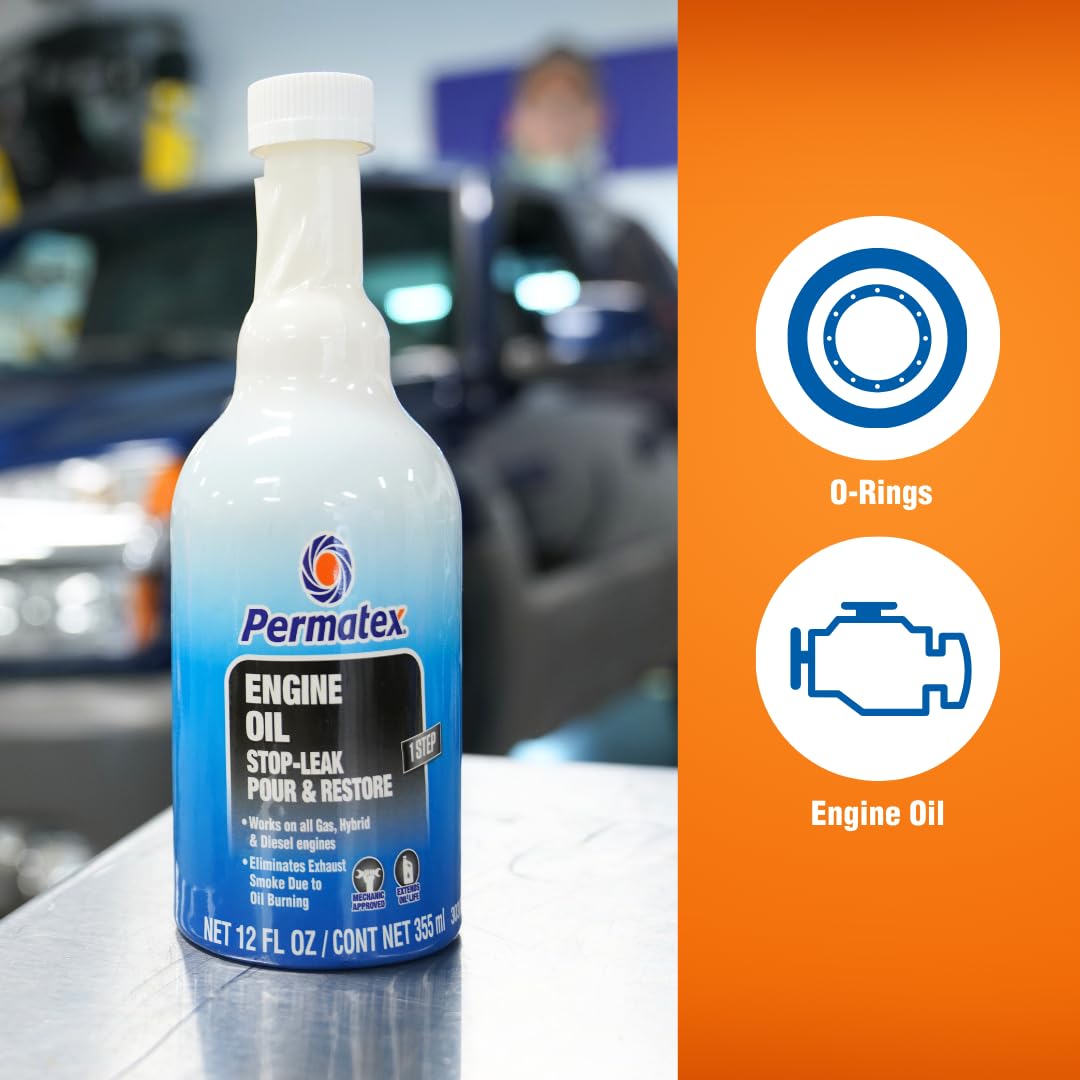Permatex 30302 Engine Oil - Stop Leak, 12 Fl Oz, Effectively Stops And Prevents Oil Leaks And Burning Without Needing To Dismant