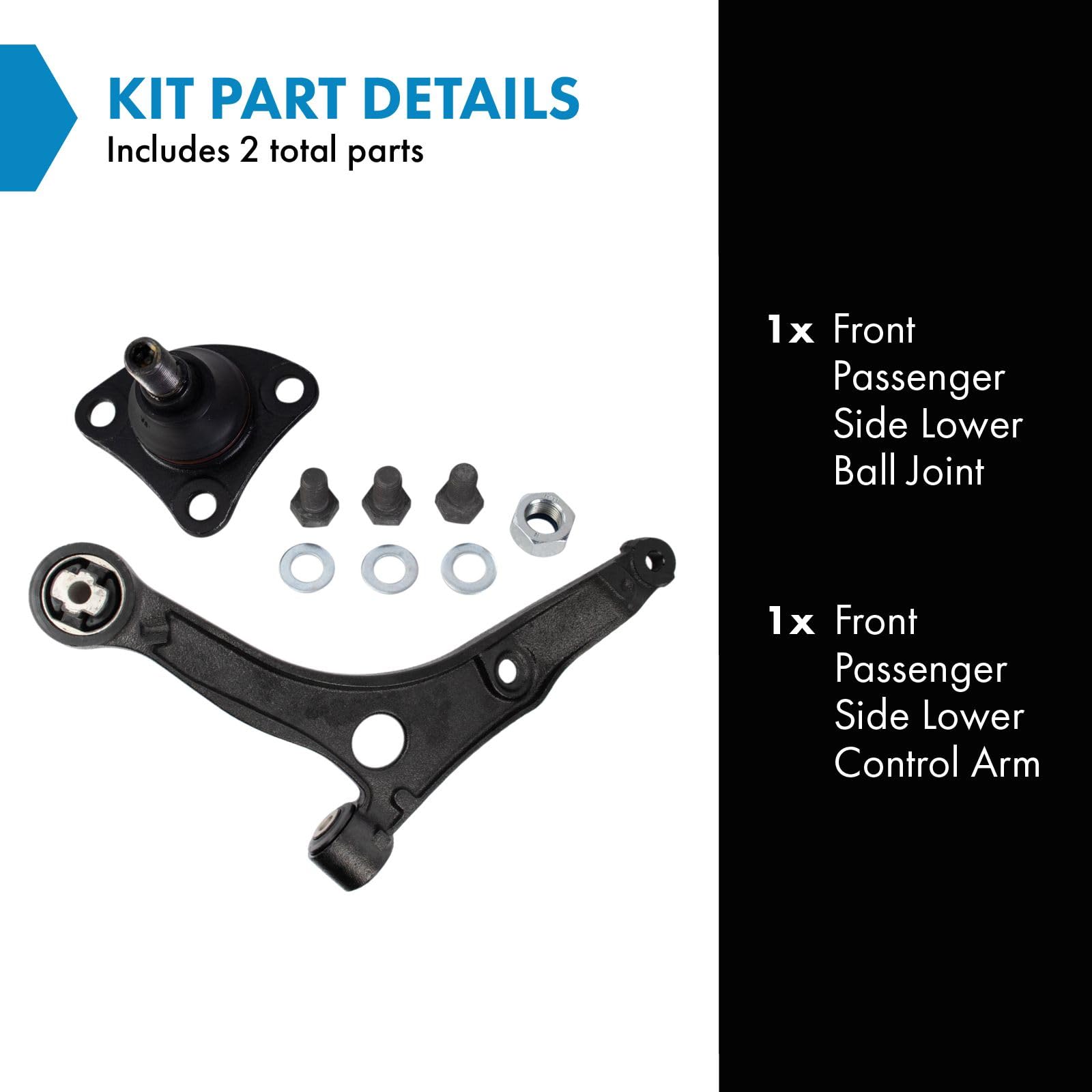 Trq Front Right Lower Control Arm With Ball Joint Set Passenger Side Compatible With 2014-2022 Ram Promaster 1500 Promaster 2500