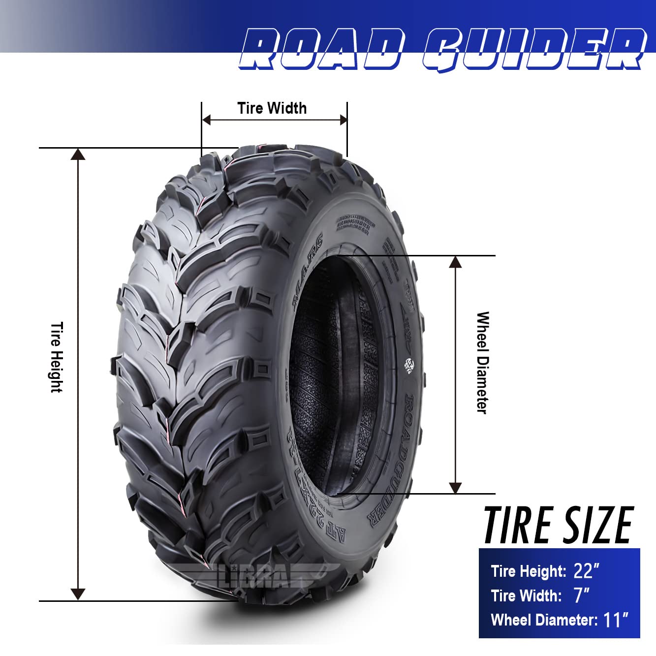Roadguider Set 2 Road Guider Atv Mud Tires 22X7-11 22X7X11 6Pr 20Mm Deep Tread Compatible For Honda Recon 250 Suzuki Ozark 250