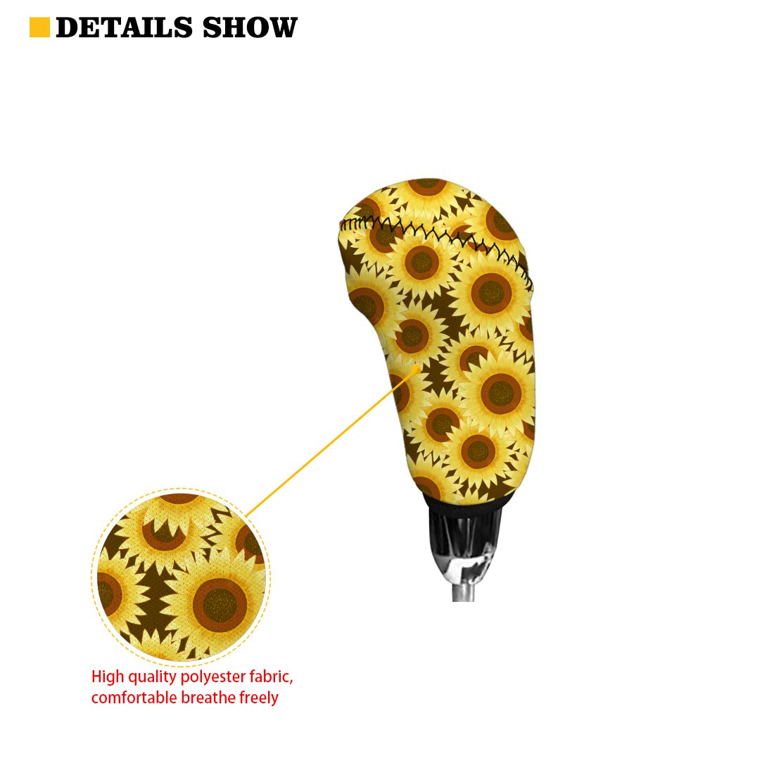 Babrukda Elegant White Daisy Print Handbrake Cover Gear Shift Knob Cover Set Universal Case Sleeve Hand Protector For Car Auto S