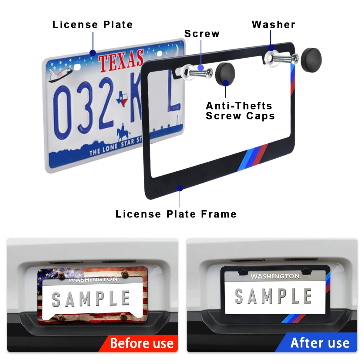 Matte License Plate Frames For Bmw Aluminum Alloy 3 Color License Plate Cover Holder Fits For All Bmw License Plates Sports Logo