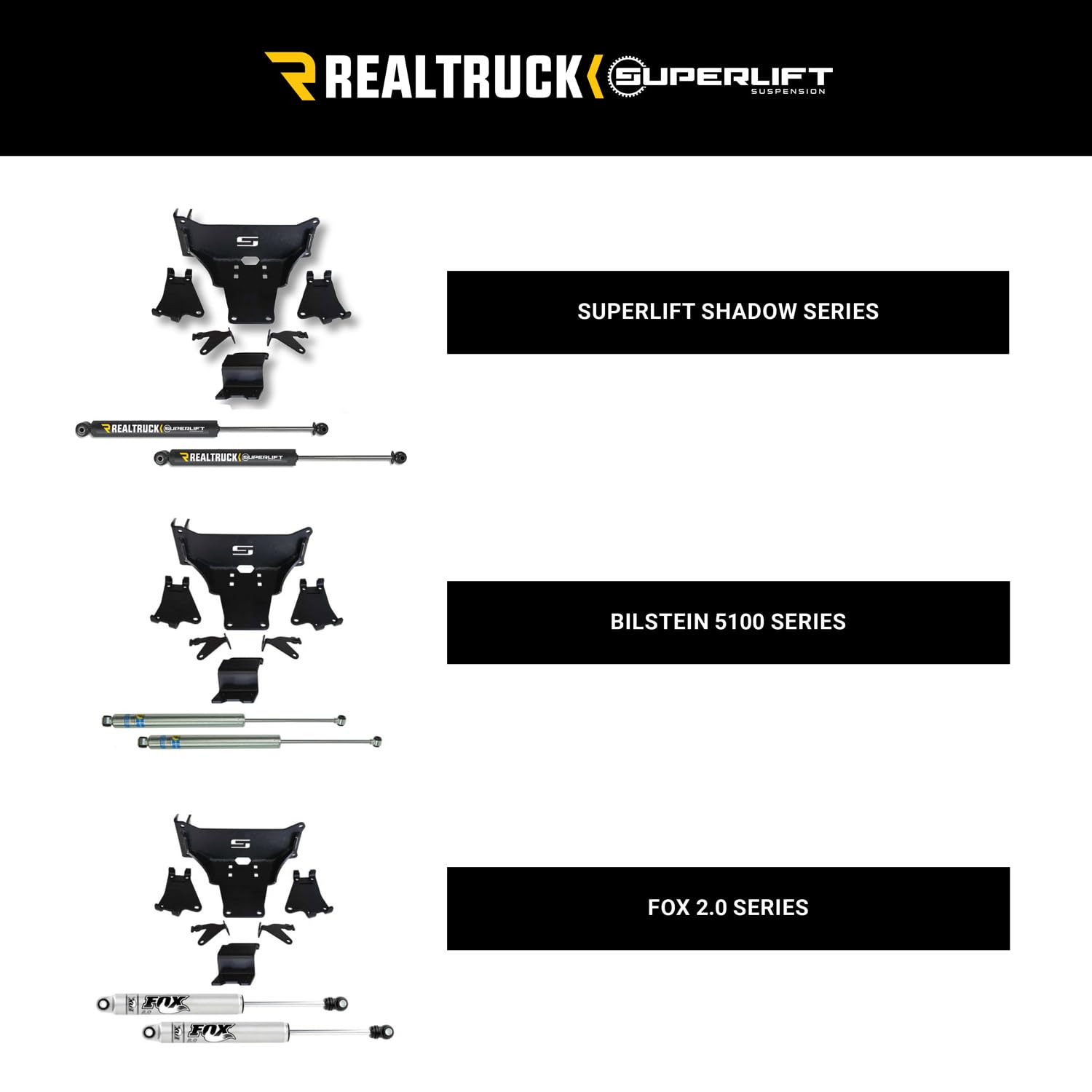 Realtruck Superlift Suspension Dual Steering Stabilizer Kit For Ford F-250/F-350 | Fox 2.0 Series Cylinders | 92743 | Fits 2005-