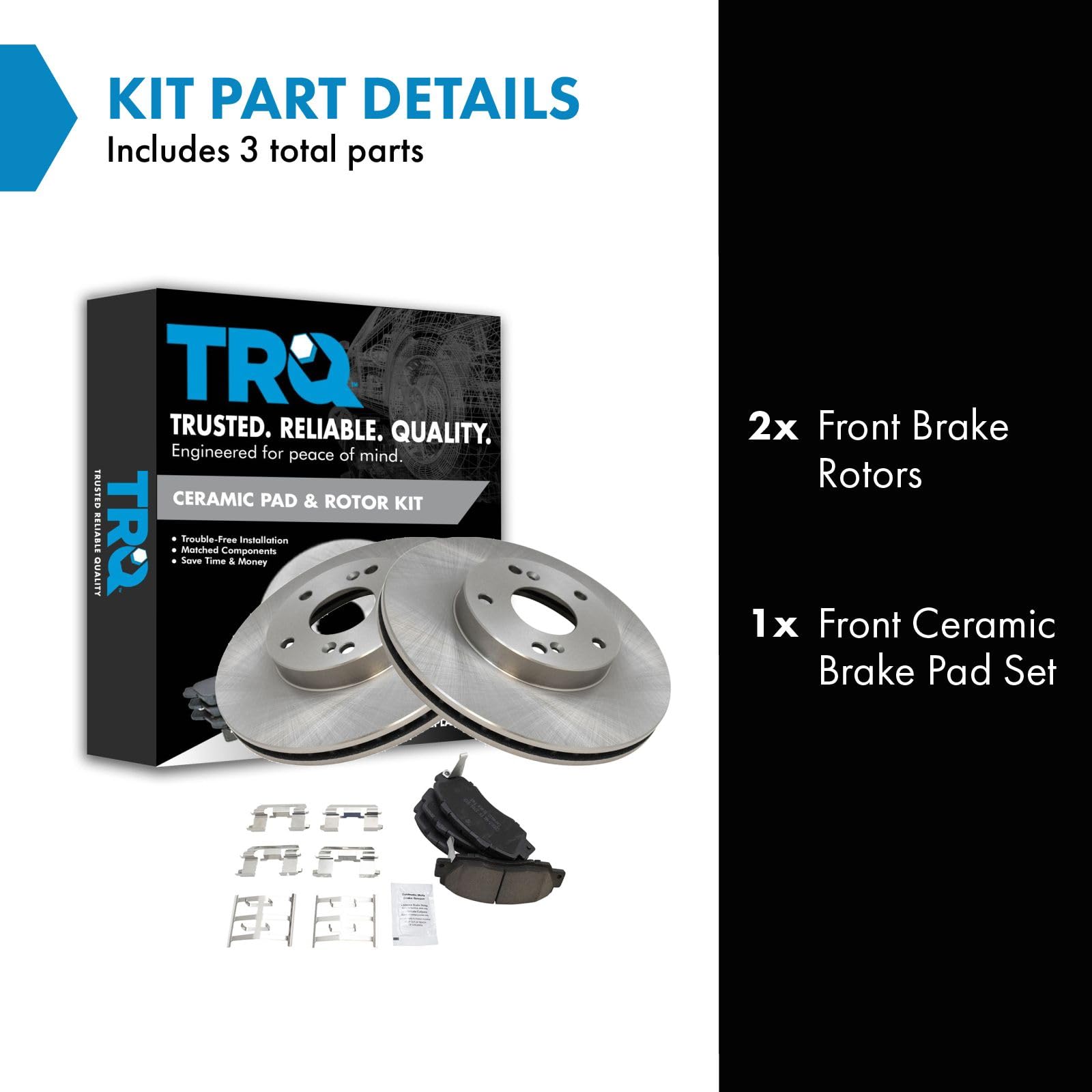 Trq Front Brake Pad & Rotor Kit Brake Pads Brake Rotor Ceramic Compatible With 1998-2002 Honda Accord