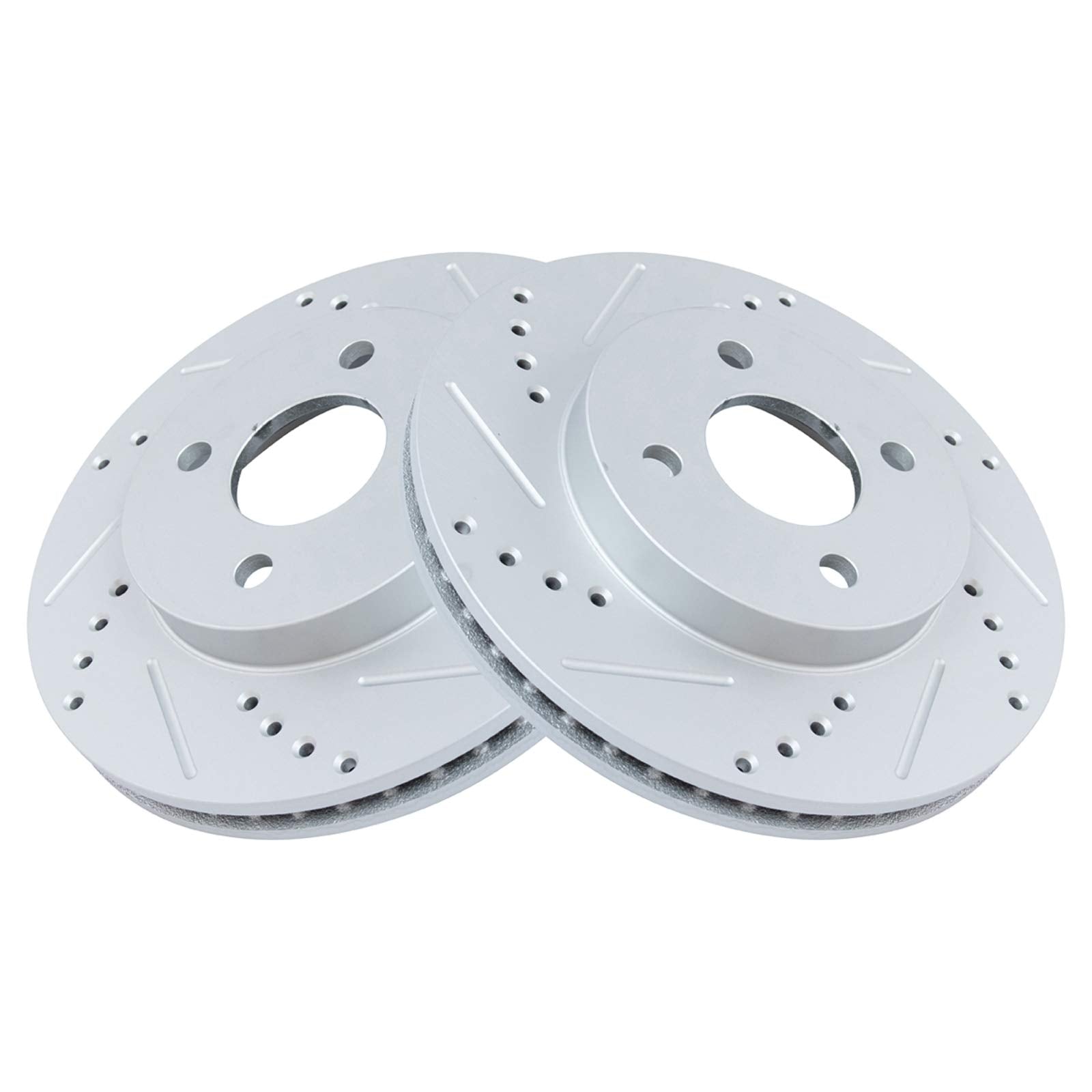 Trq Front Performance Brake Rotors Set Premium G-Coated Cross Drilled & Slotted Compatible With 2005-2010 Chevrolet Cobalt 2007-