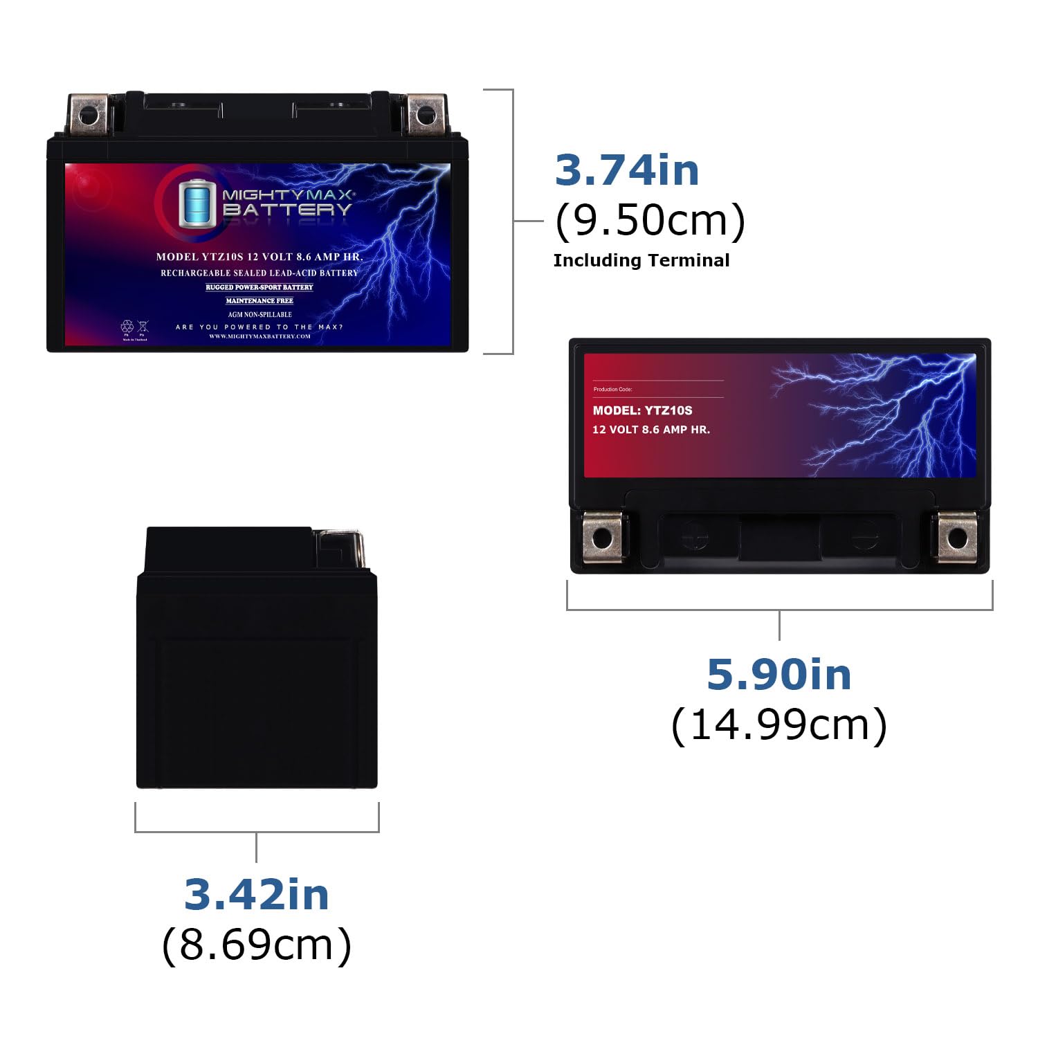 Mighty Max Battery YTZ10S 12V 8.6AH ATV Battery Replacement for Raptor 350
