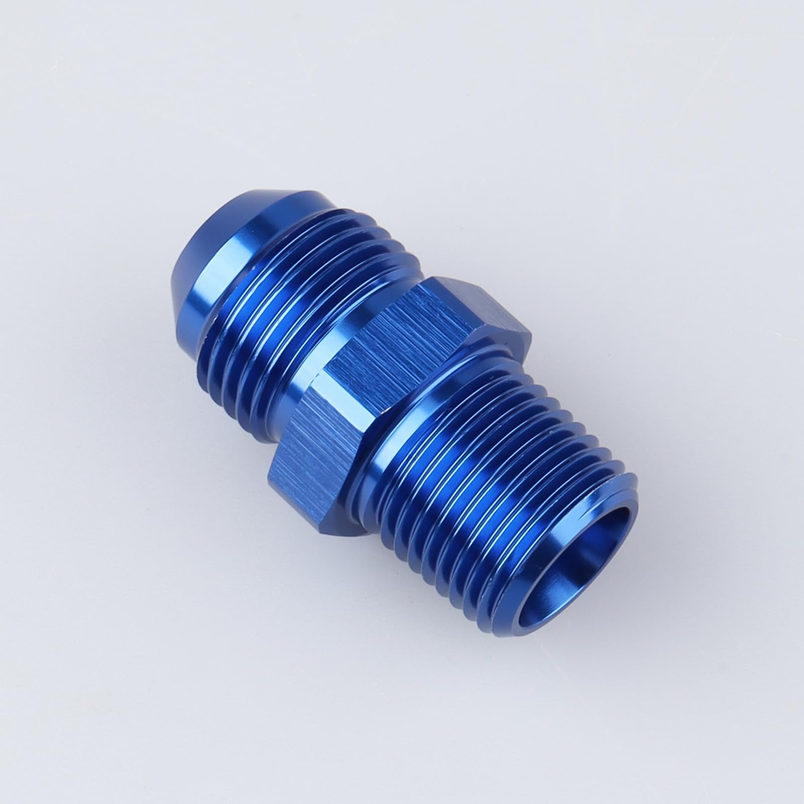 Ac Performance Male 3/8'' Npt To -8 An Flare Adapter Straight Aluminum Blue
