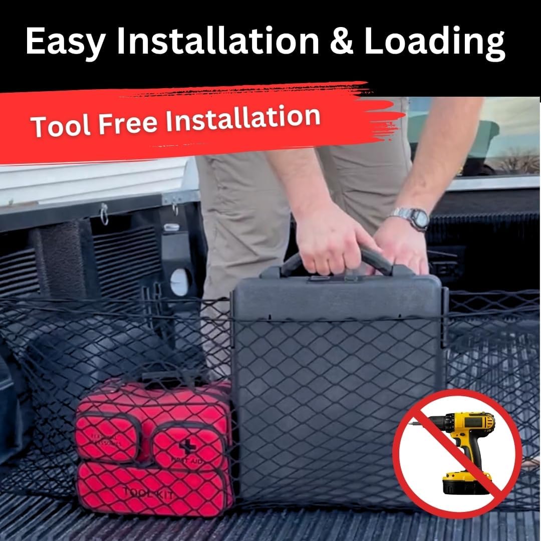 Truck Bed Cargo Net - 50''X18'' - Envelope Style Truck Bed Netting For Cargo - Heavy Duty Pickup And Suv Organizer For Groceries