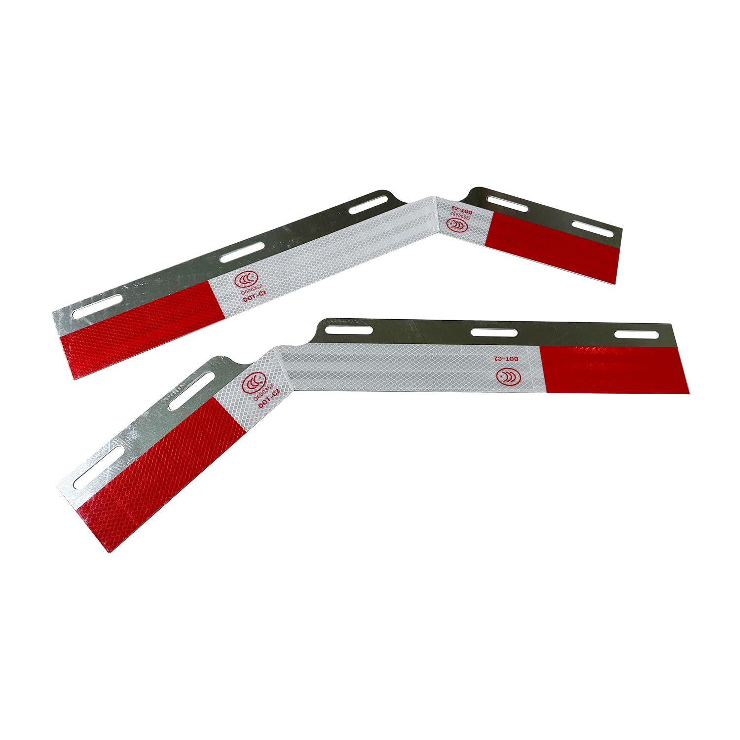 Ibestwolf 2Pcs Mud Flap Angled Aluminum Reflector Strips Hanger Conspicuity Reflector Plate For Semi Trucks Trailer