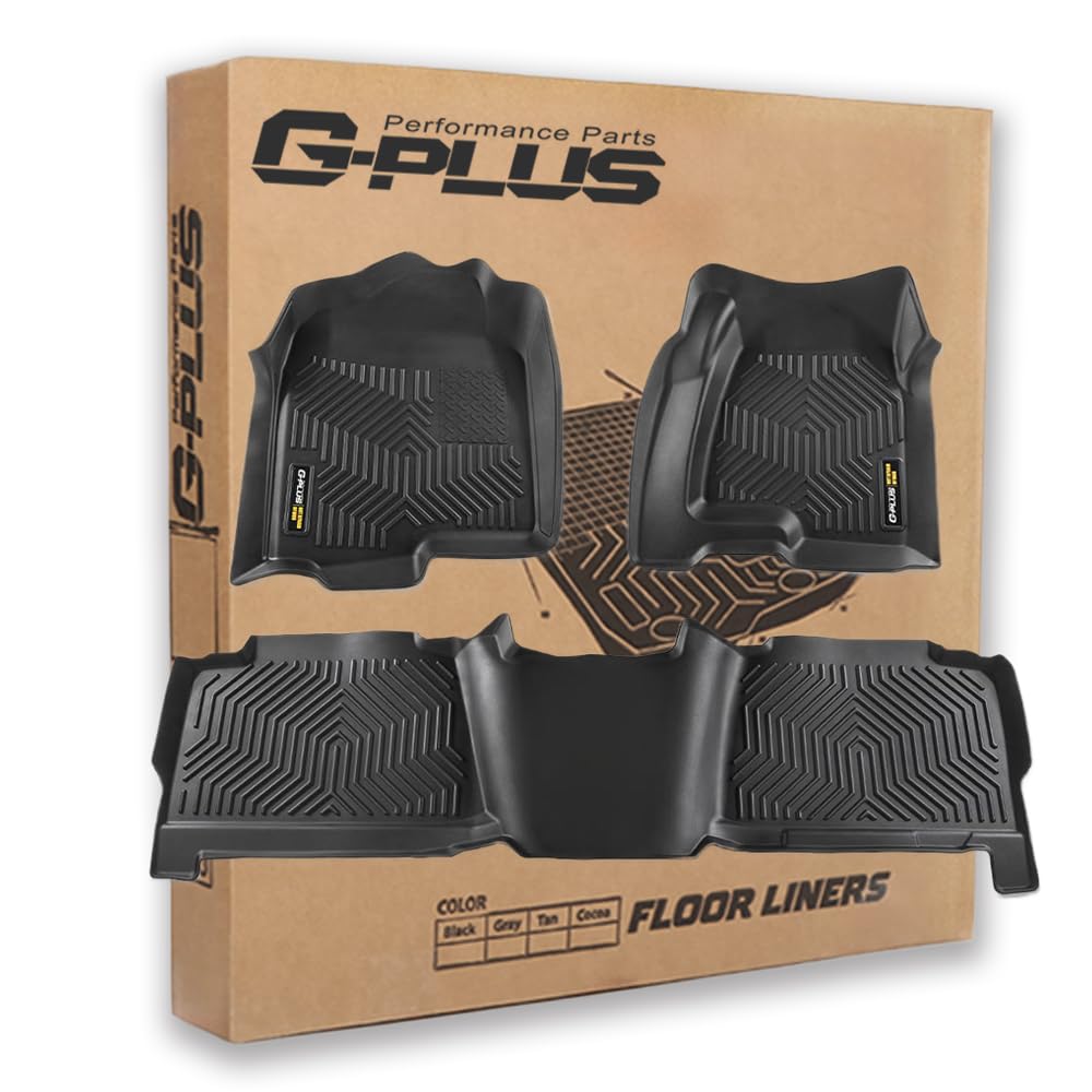 G-PLUS Floor Mats 3pcs Compatible with Chevy Silverado GMC Sierra 1500 Crew Cab 1999-2006 All Weather Full Cover Protection 1st 