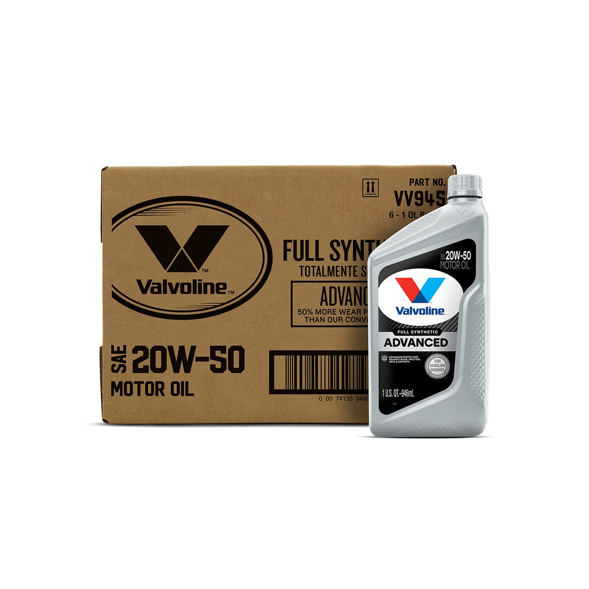 Valvoline Advanced Full Synthetic Sae 20W-50 Motor Oil 1 Qt, Case Of 6