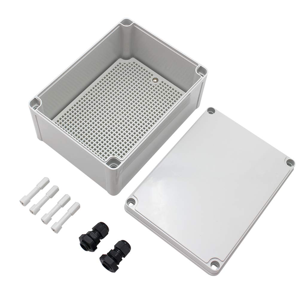 Makerele Watertight Outdoor Plastic Junction Box 7.87”5.90”3.94” (200150100Mm) Ip67 Electronics Projects Junction Waterproof Case With 2 Npt 3/8” Glands