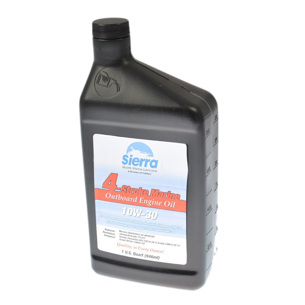 Sierra 18-9420-2 10W-30 4-Stroke Marine Outboard Engine Oil - 1 Gallon, white, 1 quart