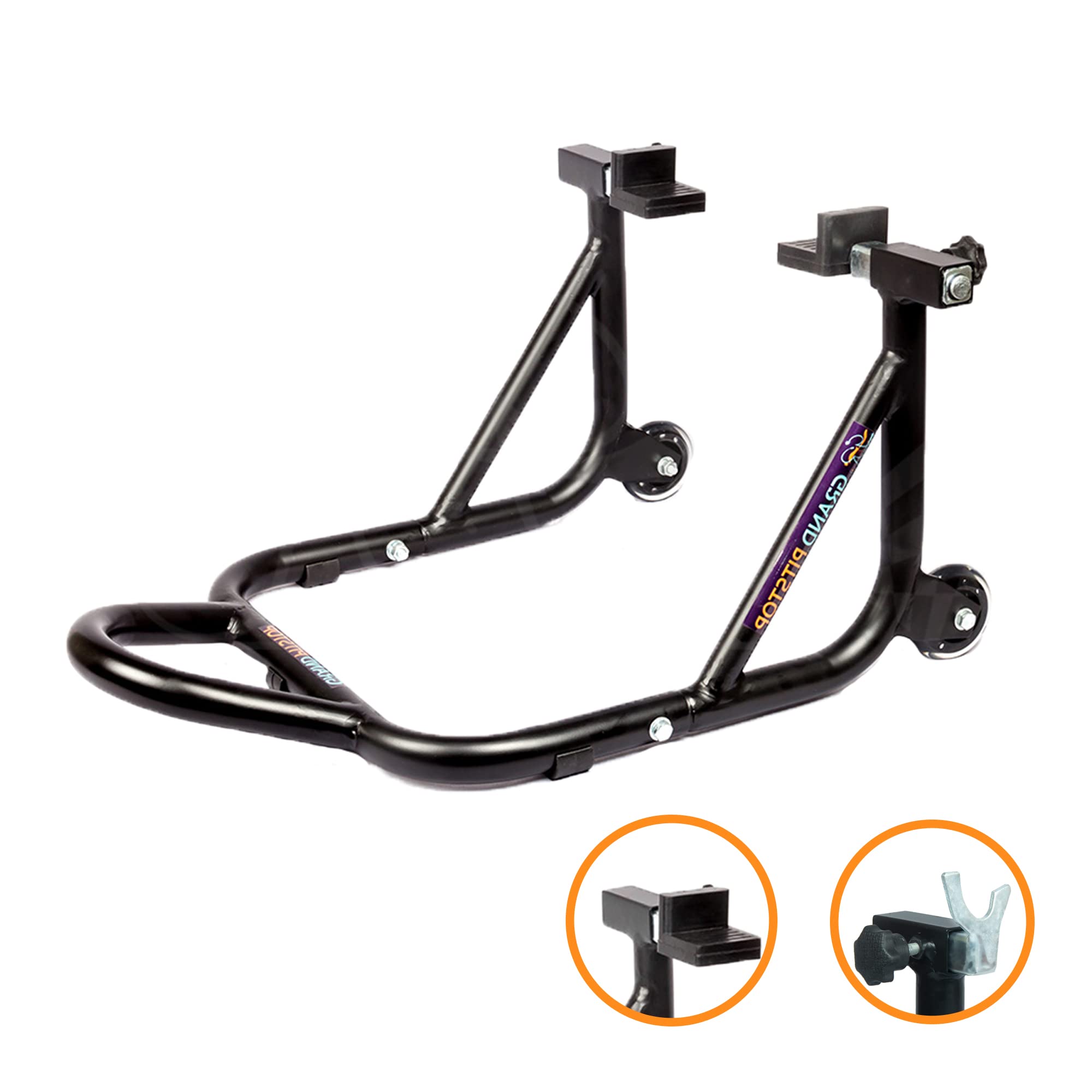 GRAND PITSTOP Motorcycle Stand, Paddock Lift Stand for Rear Wheel with Fork & Swingarm Spool,Weight capicity 529 lbs/240 Kg's, D