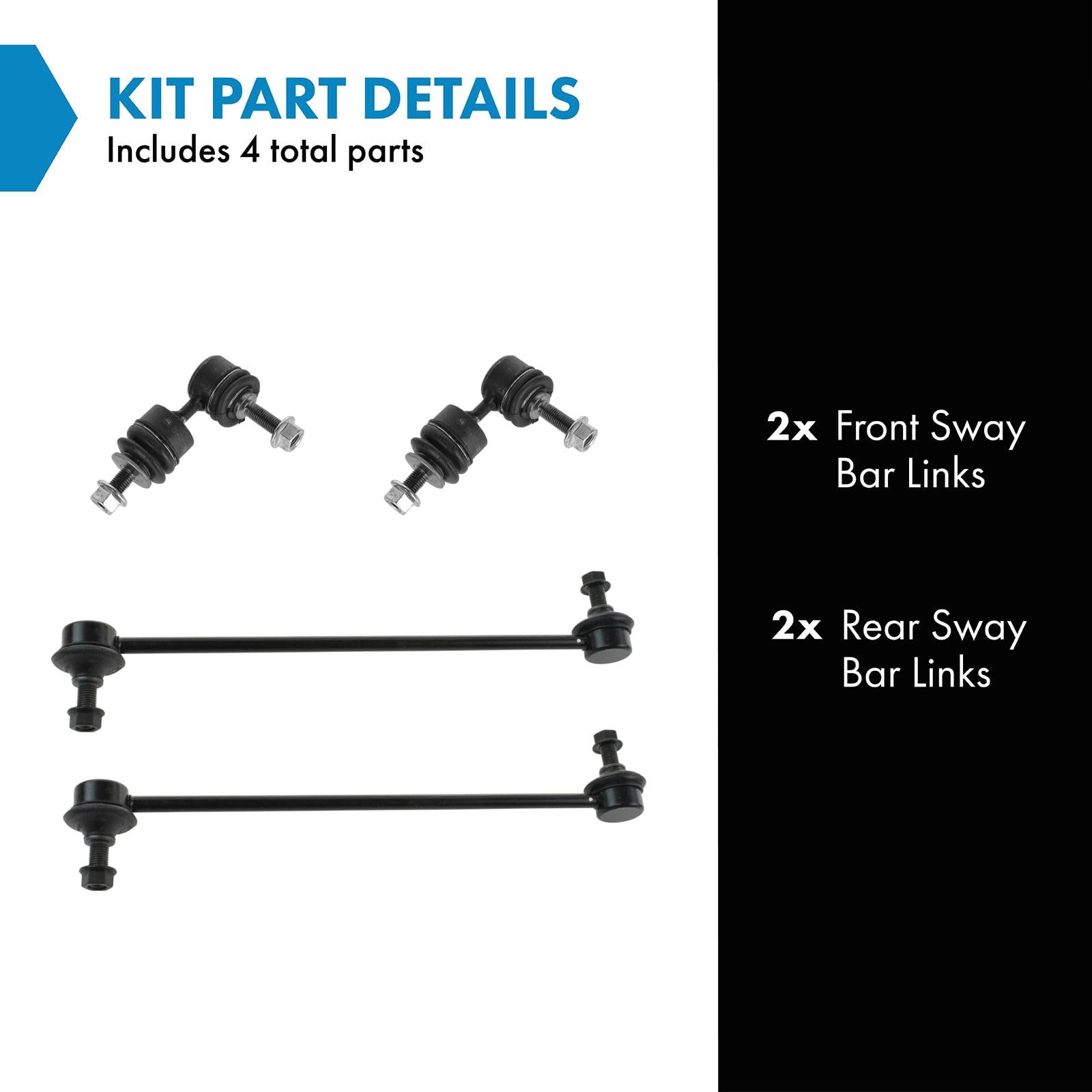 Trq Front & Rear Sway Bar Stabilizer Link Set Compatible With 2010-2013 Mazda 3 2008-2013 Volvo C30 2006-2013 C70 2004-2011 S40