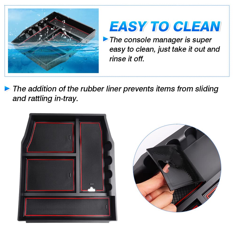 Autorder Compatible With Center Console Organizer Ford F-150 F150 2021 2022 2023 Accessories Armrest Box Secondary Storage Box I