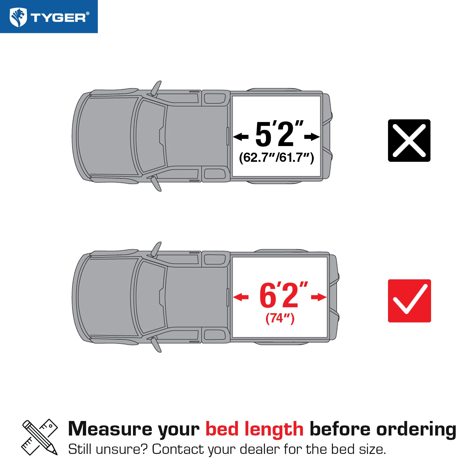 Tyger Auto T3 Soft Tri-Fold Truck Bed Tonneau Cover Compatible With 2015-2022 Chevy Colorado / Gmc Canyon | Fleetside 6'2'' Bed