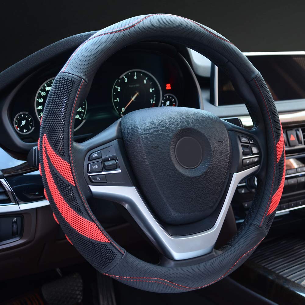 Alusbell Microfiber Leather Steering Wheel Cover Breathable Auto Car Steering Wheel Cover For Women And Men Universal 15 Inches