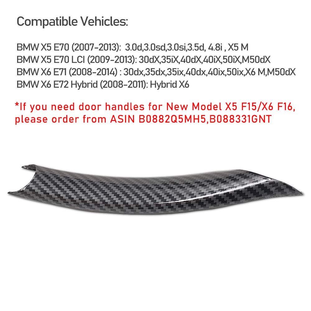 Jaronx For Bmw Carbon Fiber Door Pull Handle Cover,For Bmw X5 Series E70/E70 Lci (2008-2013),X6 Series E71/E72 (2008-2014),Inter