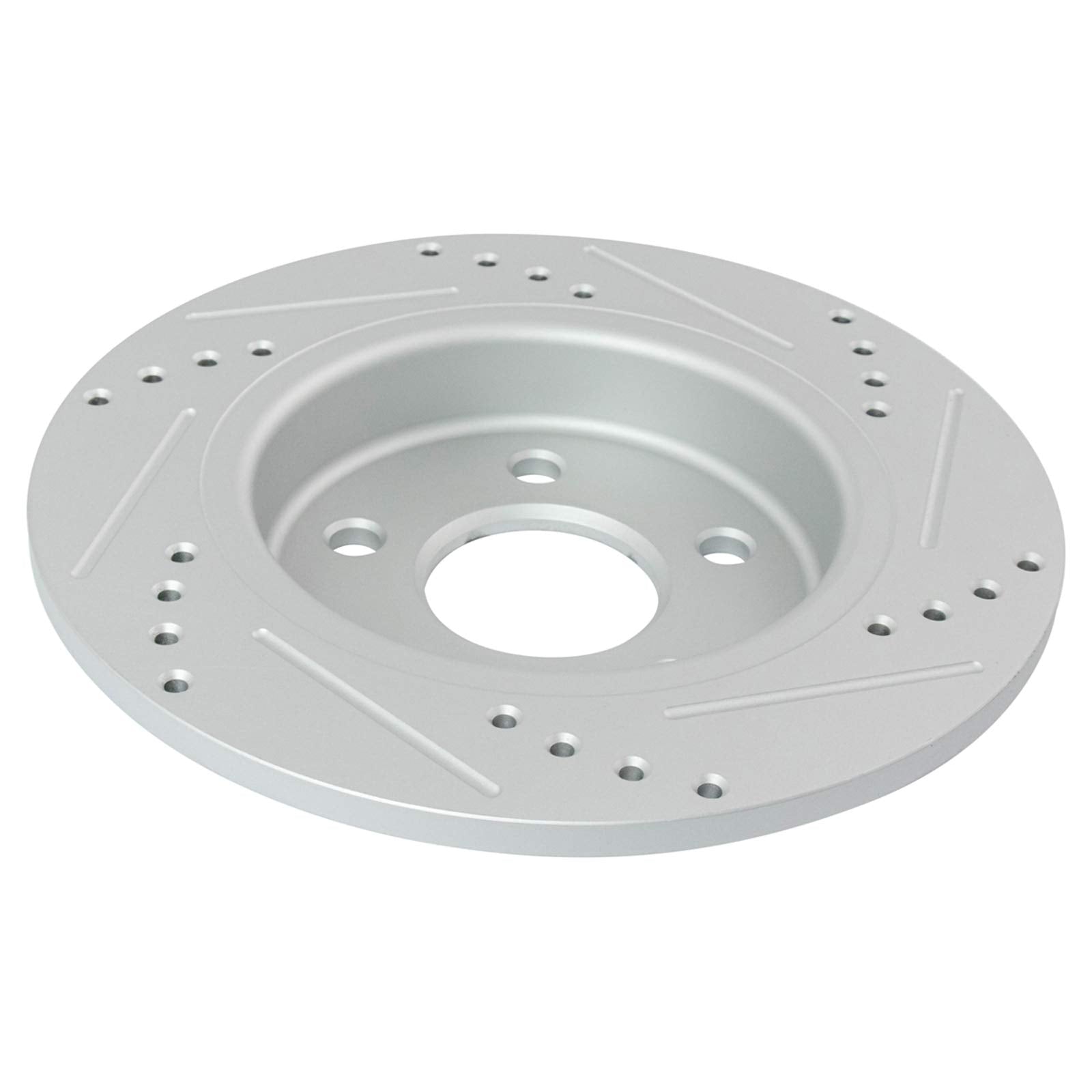 Trq Brake Rotors Set Performance Premium G-Coated Slotted X Drilled Rear Driver & Passenger Side Compatible With 2012-2018 Ford