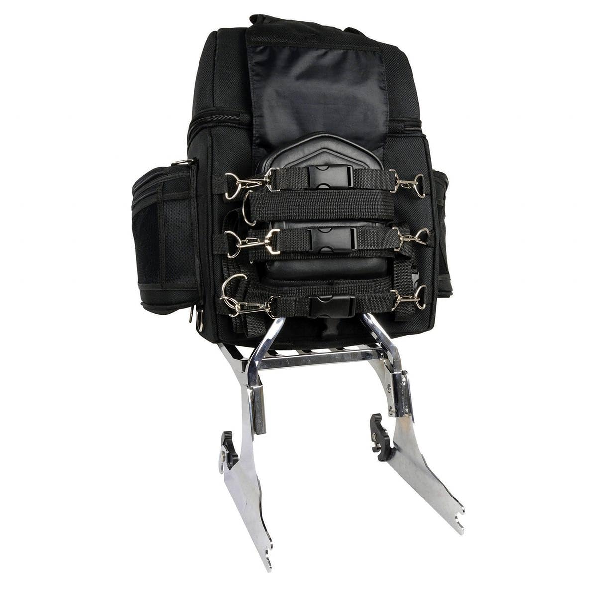 Milwaukee Leather SH682 Black Medium Motorcycle Textile Sissy Bar Travel Bag - One Size